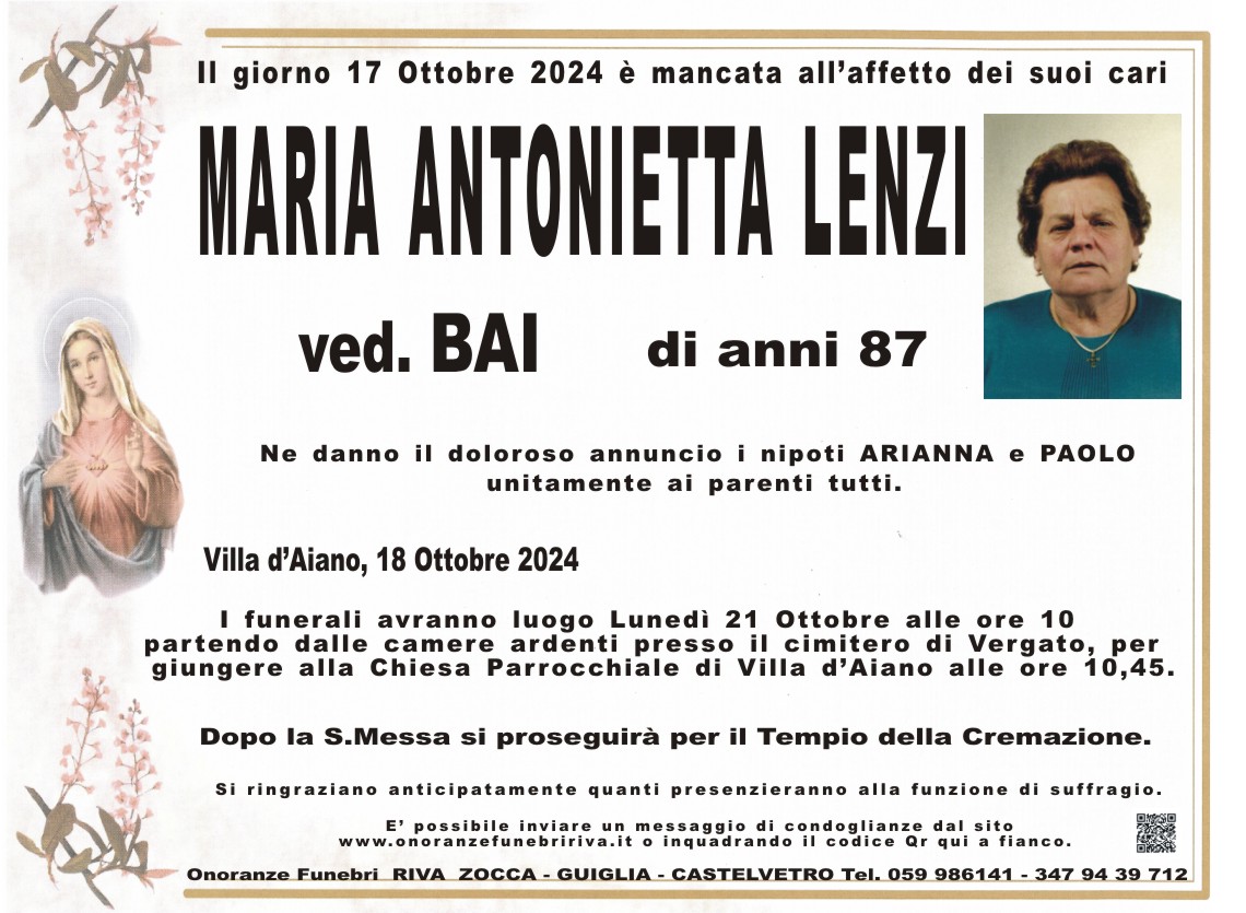 Ci ha lasciato Maria Antonietta Lenzi 