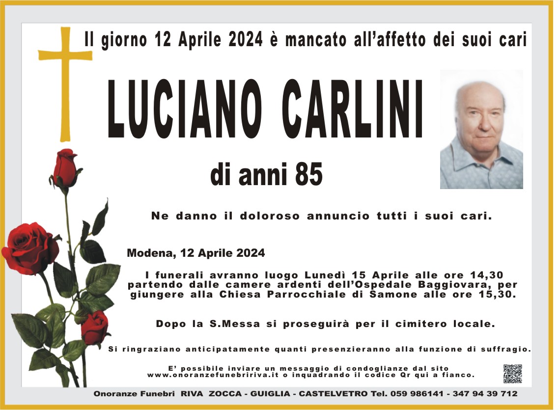 Ci ha lasciato Luciano Carlini