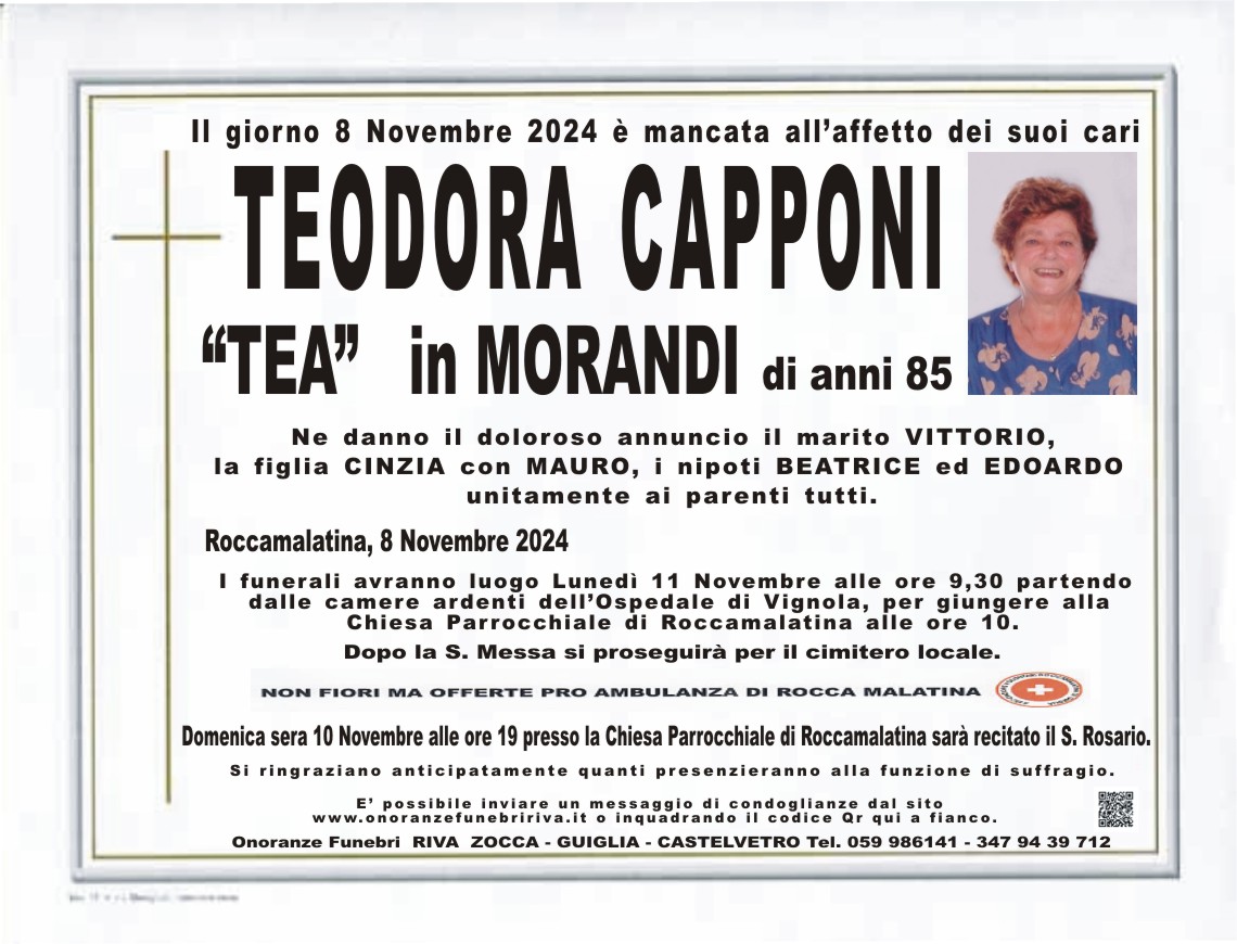 Ci ha lasciato Teodora Capponi