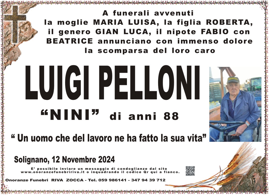 Ci ha lasciato Luigi Pelloni