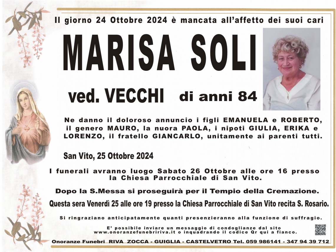 Ci ha lasciato Marisa Soli